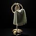 J&V TEXTILES Steel Towel Rack Holder Stand with 2 Hanging Rings for Bathroom Vanity Countertops - Space Saving Hand Towel Holder (Aged Brass)