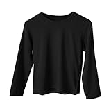Ikevan Kids Long Sleeve Shirts Boys Girls Cotton Thermal T-Shirts Fall Winter Crewneck Basic Layer (Black, 12-18 Months)