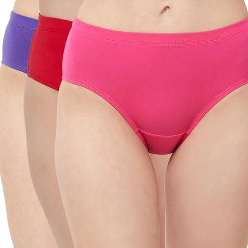 Image of SOIE Women High Rise Full Coverage Solid Colour Cotton Stretch Hipster Panty (Pack of 3)