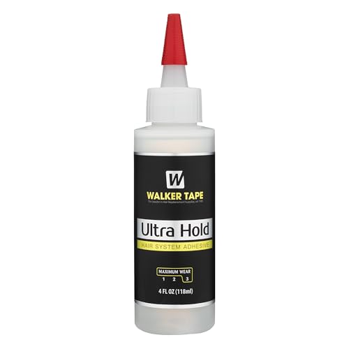 Walker Tape Ultra Hold Adhesive 4 fl oz Squeeze Bottle, Waterproof Clear-Drying Wig Glue for Lace Systems and Human Hair Extensions, Strong Long Lasting Maximum Wear Liquid Adhesive for Bonding