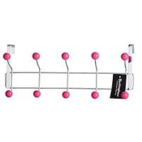 Buckingham 30013 Door 10 Hook Hanger, Chrome Plated, Pink Plastic Balls, Premium Quality