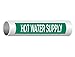 ComplianceSigns.com Hot Water Supply (White Legend On Green Background) ASME A13.1 Pipe Label Decal, 8x2 in. 5-Pack Vinyl for Pipe Markers