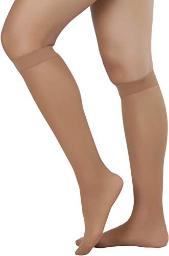 Image of ToBeInStyle Women Pack of 6 Sheer Knee-High Trouser Socks Reinforces Toes