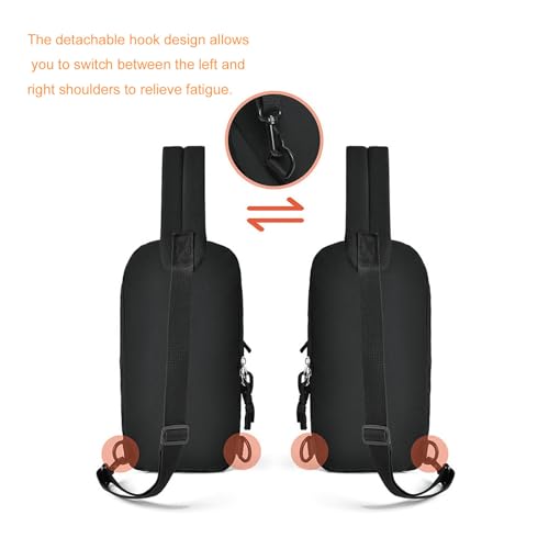 Anti Theft Sling Backpack Cross Body Bag for Men and Women RFID Travel Shoulder Bag Lightweight Durable Sling Bags for Men (black)4