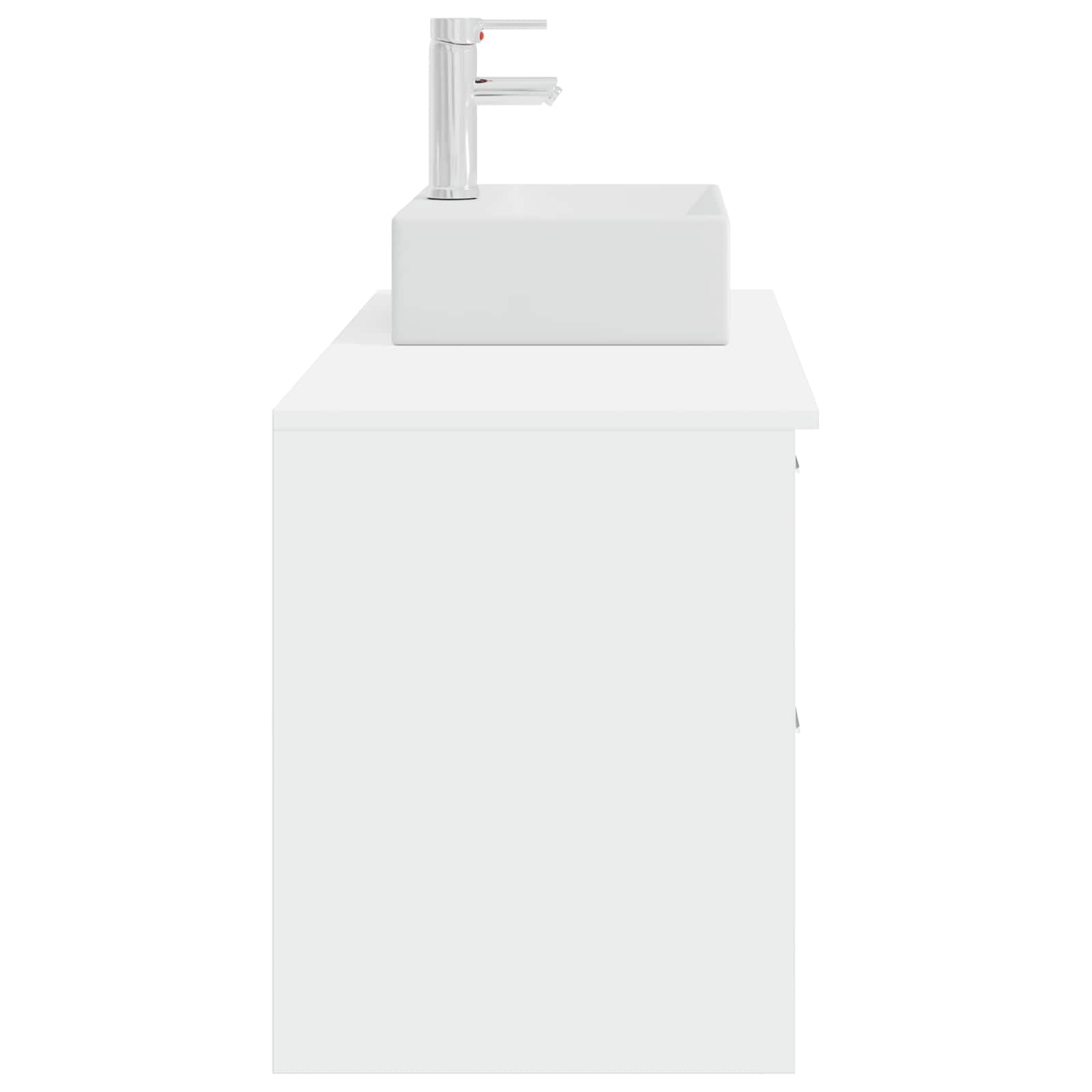 Set di mobili da bagno in legno bianco, montaggio a parete, con lavabo e armadietto da bagno, molto spazio per la ristrutturazione del bagno