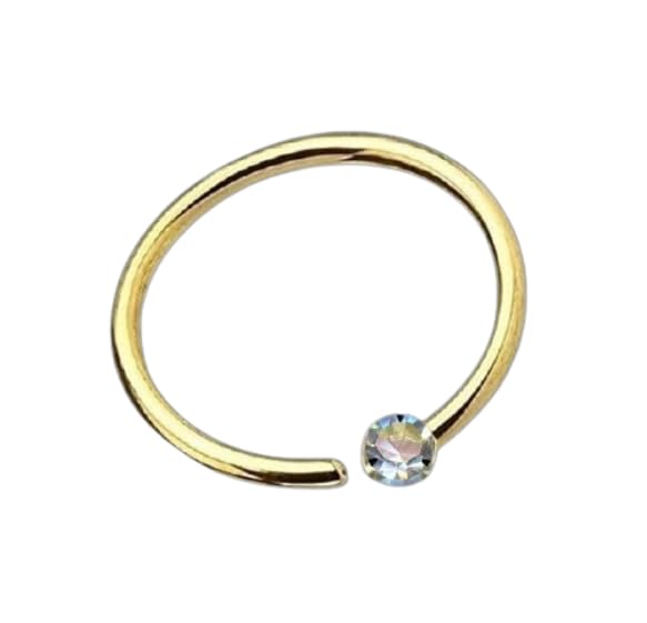 Ringe Piercing Nasenring 8 mm aus echtem 750 Gold und echtem Diamant Maße: 0,6 x 8 x 1,4 mm Intim Helix Septum dekorativ modisch extravagant 45063-8