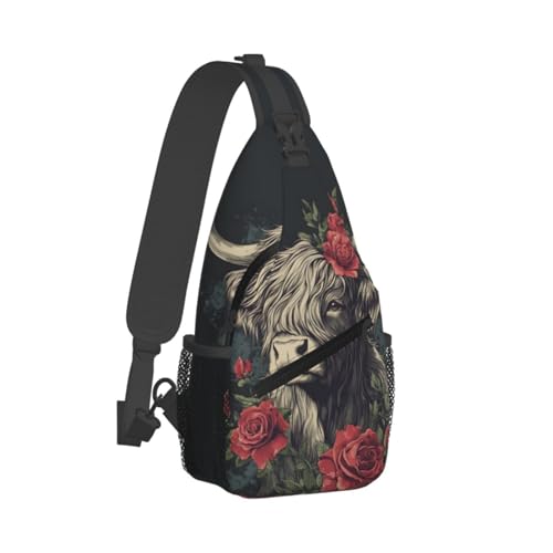 Mochila cruzada Yak Rose Pattern ligera para viaje unisex miniatura 2