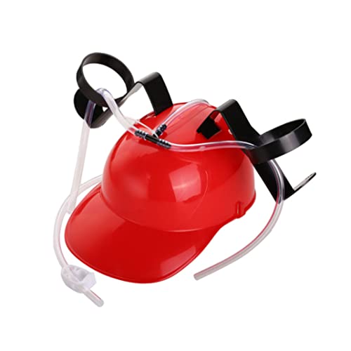 Monetais Guzzler Drinking Helmet Can Holder Drinker Hat Cap with Straw for Party Football Game Halloween Christmas Fun (Red)