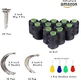93 Pcs Hair Weave Sewing Needle and Thread Set,12 Hair Sewing Black Thread,60 Wig T Pins, 20 C Curved Needles and Needle Threader for Wig Making, Blocking Knitting,Modelling and Crafts