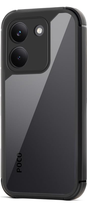 Mr. Case Transparent Back Case for Poco X8 Pro 5G | Silicone Frame Back Cover | Shockproof Hard Back with Black Border | Scratch & Drop Protection | Stylish & Durable Design- Black-image-18