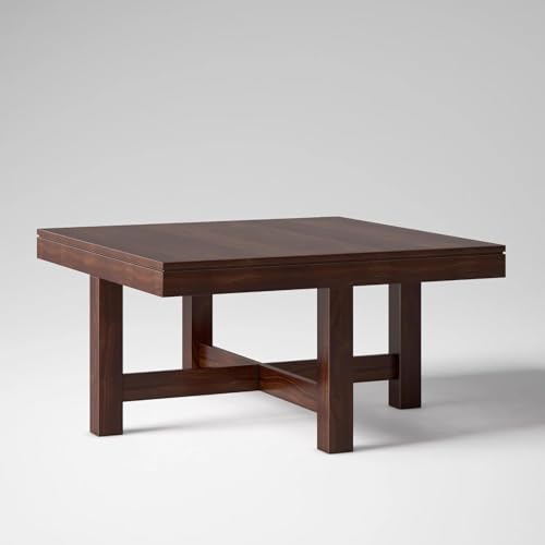 Image of Furniture Solid Sheesham Wood Coffee Table with 4 Stool | Square Centre Table with Stool | Center Table with 4 Stools for Living Room | Espresso Finish