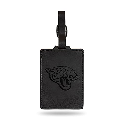 Rico Industries NFL Jacksonville Jaguars Black Laser Engraved Ultra Suede Luggage Tag - Includes ID Card 2.75 * 3.5 inches