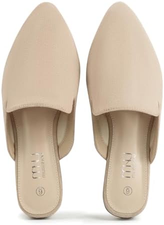 MUSSHOE Pointed Toe Mules for Women: Comfortable Slip On Flats wi...