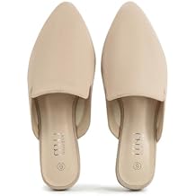 MUSSHOE Womens Pointed Toe Mule Flats Comfortable Lightweight Slip On Backless Loafers with Memory Foam for Office Work & Dressy Casual Wear