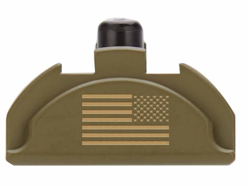 NDZ Performance Grip Plug for Glock Gen 4-5 with Backstrap – Heavyweight Brass – Fits G17 G19 G22 G23 G31 G34 G45 G47 – Cerakote ODG Finish, US Battle Flag – Made in USA