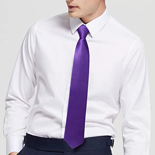 Image of Luckyvestir Mens Tie Solid Satin Neck Ties 3.15'' Formal Necktie for Wedding Business Christmas Father's Valentine's Day Gift