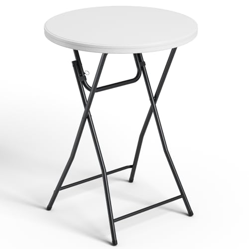 MAKE CHANGES Folding Table 32 Inch Foldable Cocktail Bar High Top Round Folding Tables No Assembly Portable Bistro & Commercial Furniture for Wedding Banquet Party Indoor Outdoor Use