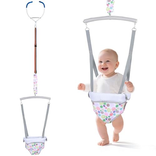 Slevoo Baby Jumper, Baby Doorway Jumper with Door Clamp Adjustable Strap, Fun Activity for 6-12 Months, Joyful Bubbles