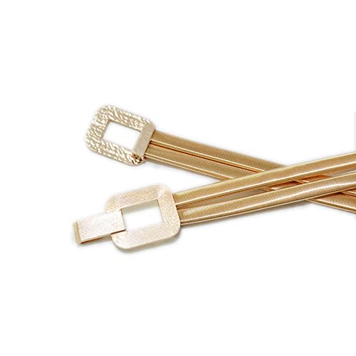 NOBRIM Women Girls Skinny Metal Cinch Belt Gold Waistband Elastic Waist Belt Vintage for Women Golden Dress Decor Waist Belt2