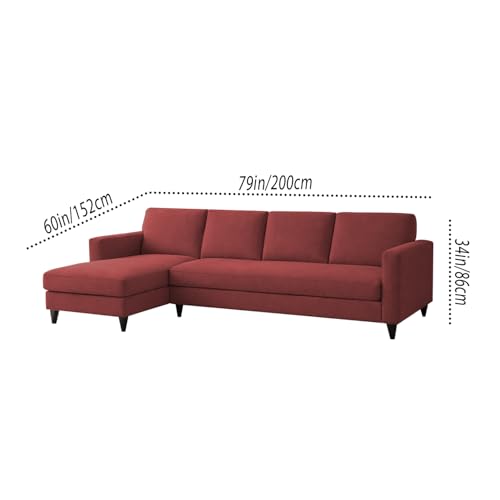 Image of Carlos LHS 4 Seater L Shape Sofa Set for Living Room & Home Office Furniture, Modern Durable Sectional Corner Sofa Couch, Premium Fabric Comfortable Seating with Strong Frame (Maroon)