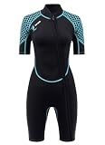 Shorty Wetsuit for Women 3mm - Neoprene Diving Suit Front Zip Scuba Dive Skin One Piece Wet Suits Quick Dry Full Body Rash Guard for Diving...