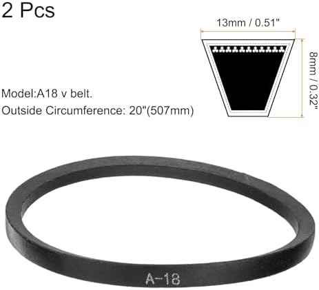 uxcell 2pcs A18 or 4L200 Classic Wrapped Rubber V-Belt, 18"(457mm) Inside Circumference, A Profile V Belt - 1
