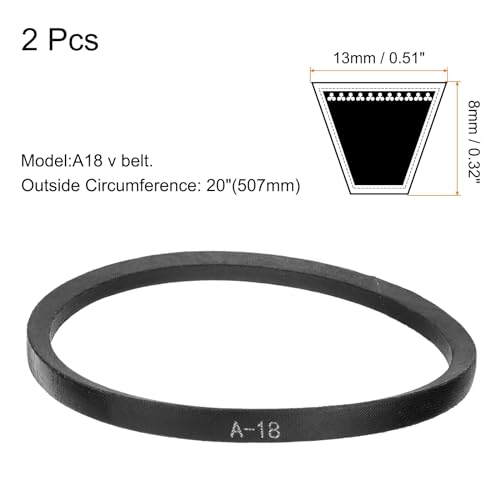 uxcell 2pcs A18 or 4L200 Classic Wrapped Rubber V-Belt, 18"(457mm) Inside Circumference, A Profile V Belt