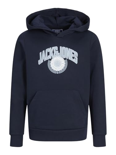 JACK&JONES JUNIOR JJKAM Varsity Branding Sweat Hood JNR Sudadera con Capucha, Sky Captain, 152 para Niños