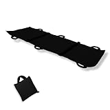 OTICA Nylon Foldable Soft Stretcher With Safety Belt, Emergency Medical Portable Stretcher For Patient, Foldable Patient Transport Stretcher With Handle With Carrying Bag (Black), 1 Count (Pack of 1)