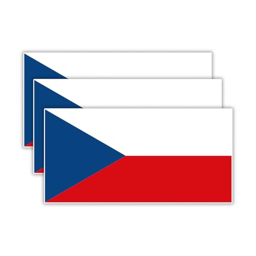 Image of (3PCS) Czechia Flag stickers, Countries Flag Stickers - Waterproof Vinyl Decals For Laptops, Tumblers, Water Bottles, Books, Scrapbooks, Size 3 x 1.5 Inch