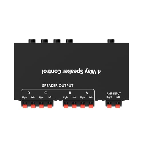 Image of LVY Speaker Selector Switch with A /B /C /D Switches for Multi-Channel High-Power Amp Installations - Supports up to 4 Pairs of Switched Speakers in Black
