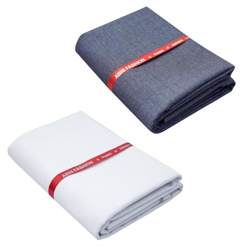 Image of Abhi Fashion Men's Cotton Feel Blend Formal Unstitched Combo Trouser Fabric For Men (Pack Of 2)