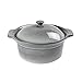 Cocotte Freír la Olla Hecha de Cerámica, UNICASA Asado con Tapa de Cazuela Gris Formas de Mango Ergonómico, para Todo Horno Microondas, Asado, Estofado - 2L, Alrededor de 24.5 cm