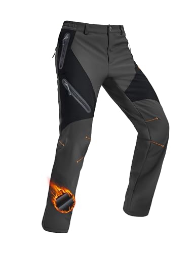 MAGCOMSEN Men's Snow Ski Pants Fleece Lined Water Resistant Winter Pants with 4 Zip Pockets for Snowboard Hiking Outdoor