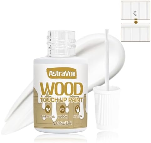 AstraVox Wood Touch Up Paint, 1.5 Oz White Paint for Wood Repair Scratches, Spots and Chips, Strong Adhesion Waterproof Quick Dry for Doors Tables Furniture Kitchen Cabinets Dressers