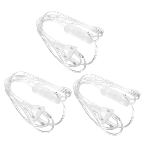 Homoyoyo 3 piezas Interruptor Transparente para Cable de Alimentación Europeo de Cable de Luz Claro Conector Redondo Accesorio de Conexión para Lámparas y Electrodomésticos Hogar y Oficina