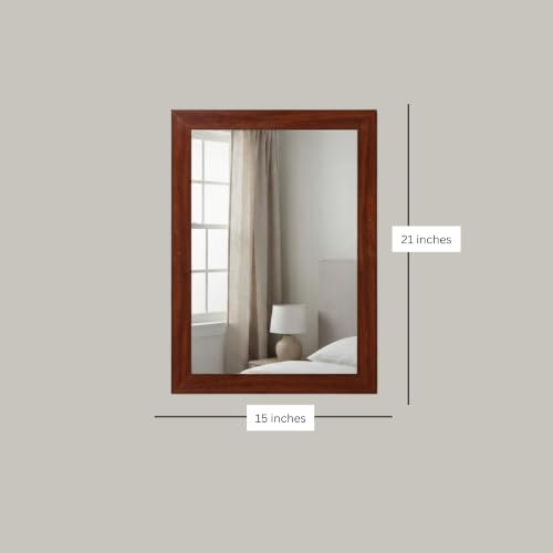 Image of Creative Arts n Frames Wall Decor Hand Crafted Wooden HD Wall Mirror Panel for Living Room Bedroom Lobby Modern Wall Decor Home Decor Items (Regular Chocolate 15X21 inch Framed HD Mirror)