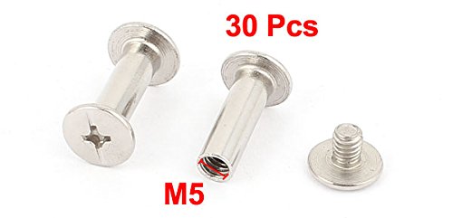 uxcell Screw Post Female 5x15mm Belt Buckle Binding Bolts Leather Fastener 30 Sets