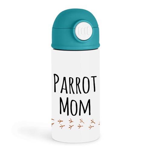 Sentimental Bird Owner 12oz Kids Green Bottle – “PARROT MOM” – Outdoor Adventure, Daily Hydration