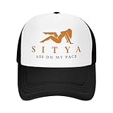 Sitya Ass On My Face Trucker Hat Adjustable Funny Foam Hats Unisex Classic Fishing Cap for Men and Women Black