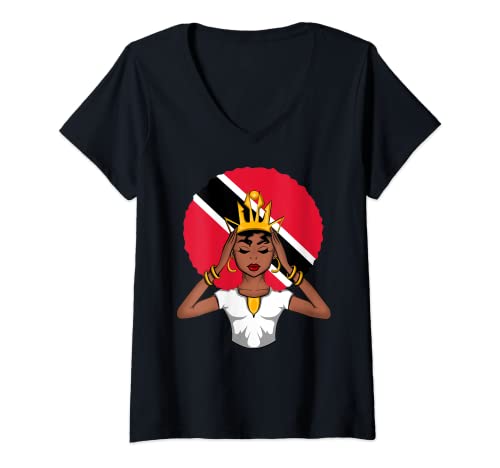 Mujer Melanin Trini Queen Camiseta Cuello V