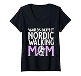 Femme La maman pratiquant la marche nordique la plus saine au monde T-Shirt avec Col en V