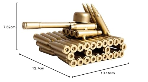 Bullet Shell Casing Shaped Army Tank Metal Sculpture,Great Decorative Artwork Model Gift for Home,Study Room Decorations (95 Tank)