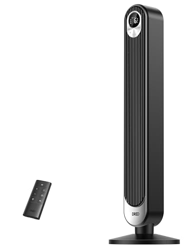 Dreo 20dB DC Motor Turmventilator Leiser, 11M Windentfernung Ventilator mit Kühlung Fernbedienung, 9 Stufen 4 Modi, 90° Oszillierender Stand...