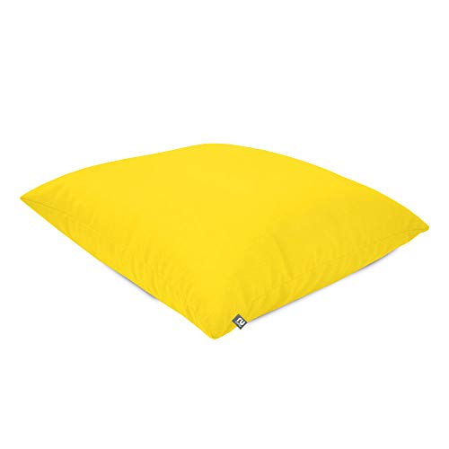 rucomfy Beanbags Square Floor Cushion Large Indoor/Outdoor Bean bag - Use As Large Pillow or Chair - Water Resistant and Durable - L70cm x W70cm (Yellow)