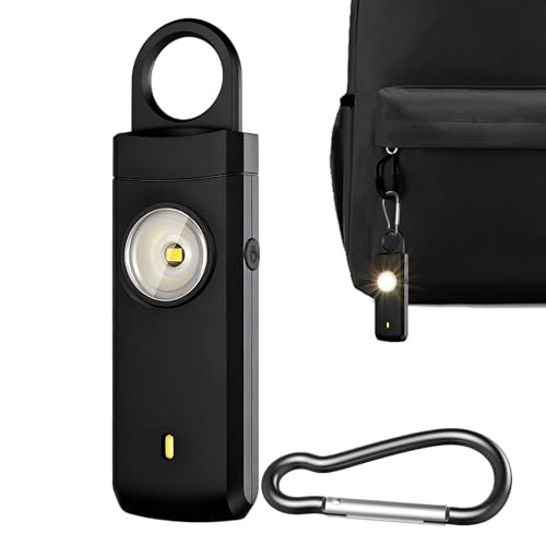Alarma de seguridad personal – Fuerte de 130 dB recargable Tipo-C para seguridad, alarma de autodefensa, para niños, niñas, hombres y para correr, camping, viaje, hotel con protección nocturna