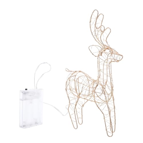 IMIKEYA Figura de Reno Dorado LED Escultura de Arte Minimalista de Hierro para Decoración Navideña Adorno para Mesa y Escaparates sin Batería Ambiente Cálido para Hogar y Tienda