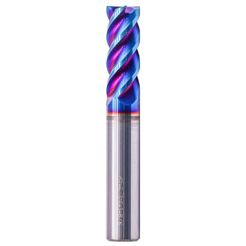 Image of BestParts HRC65 Tungsten Carbide Square End Mills - TiAlsiN Nano Coated, 4 Flute, 45 Degree Helix, 3 /8 inch Cutting Diameter, 3 /8 inch Shank Diameter, 1 inch Length of Cut, 2-1 /2 inch Overall Length