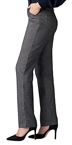 Lee Women's Wrinkle Free Relaxed Fit Straight Leg Pant, Black/White Rockhill Plaid, 4 Short #TOP2
