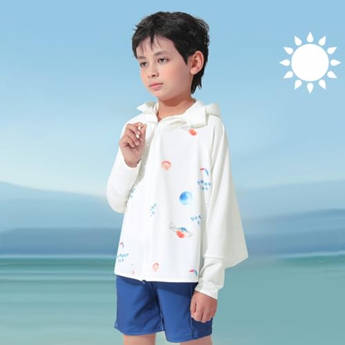 Kids Active Zipper Sun Protection Jacket Boys Girls Hooded Cooling Shirt Print Breathable Fishing Running Outdoor4